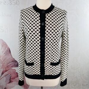 Chaps Black and off white Cardigan with pockets Size Large